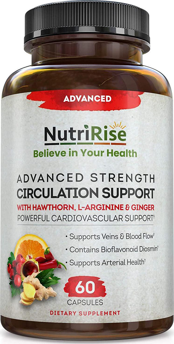 Advanced Circulation Supplement - Blood Pressure, Joint Pain Support and Bloating Relief Pills - Nitric Oxide Booster for Men and Women with L-Arginine and Cayenne Pepper Capsules