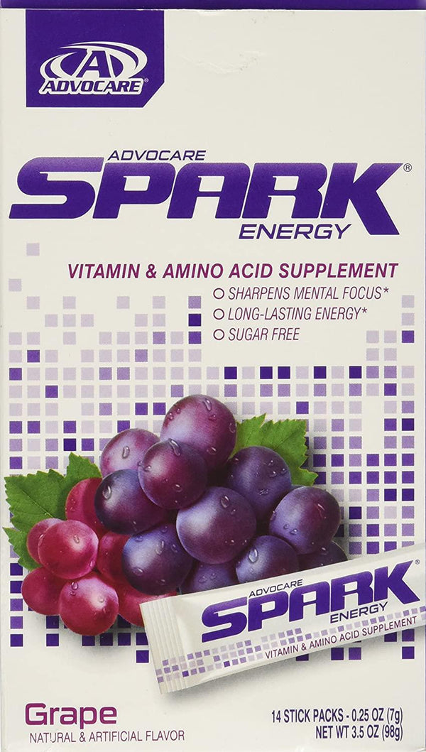 Advocare Spark Energy Drink 14 single serve pouches - Grape - 3.5oz