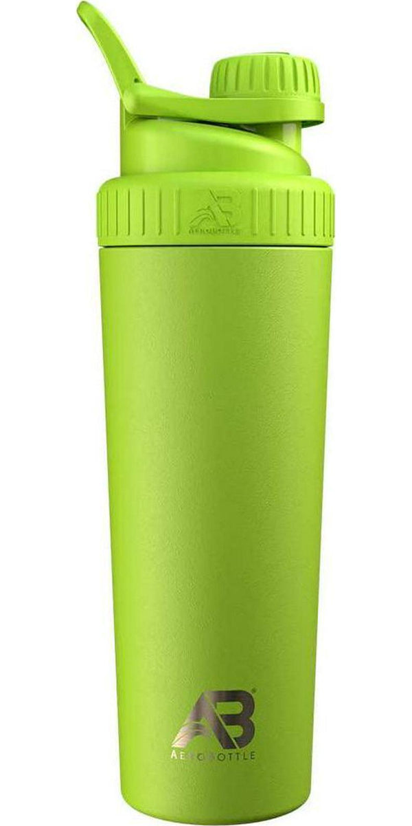 AeroBottle Primus Cryo Shaker Cup Twist Cap Vacuum Insulated Stainless Steel Water Bottle, Perfect for Protein Shakes with Patented Mixing Technology, No Blending Ball or Whisk, 26oz, Eco Shock Green