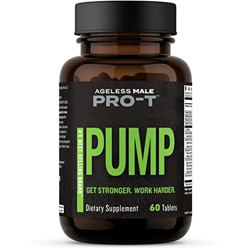 Ageless Male Pro-T Pump, Mens Supplement for Supporting Muscle, Blood Flow and Bigger Gym Gains, Caffeine Free Nitric Oxide Booster and Pre Workout to Help Build More Muscle, 60 Tablets