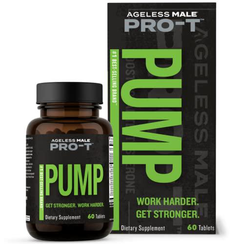 Ageless Male Pro-T Pump, Mens Supplement for Supporting Muscle, Blood Flow and Bigger Gym Gains, Caffeine Free Nitric Oxide Booster and Pre Workout to Help Build More Muscle, 60 Tablets