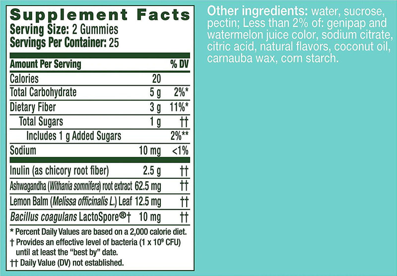 Align Digestive DE-Stress Probiotic + Herbal Ashwagandha Health Supplement, 50 Gummies, Berry Flavor