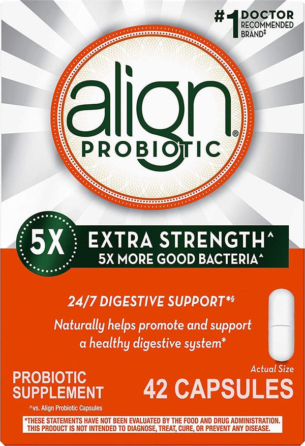 Align Extra Strength Probiotic, Probiotic Supplement for Digestive Health in Men and Women, 42 capsules, #1 Doctor Recommended Probiotics Brand (Packaging May Vary)