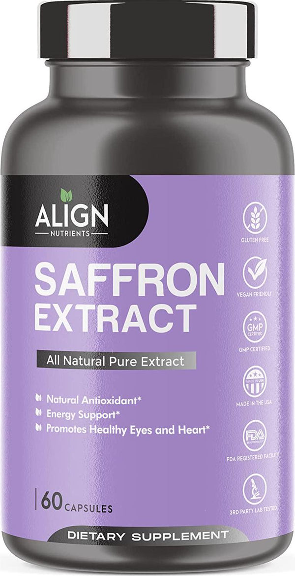 Align Nutrients Saffron Extract Capsules 88.5 mg, 60 ct | Natural and Pure | Powerful Antioxidant, Mood Balancer, Promotes Heart and Eye Health
