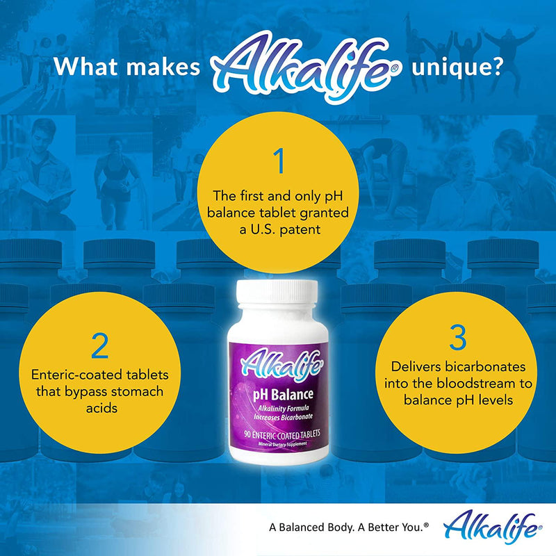 Alkalife pH Balance Tablets | The First Patented Tablets That Neutralize Acid and Balance pH for Immune Support, Peak Performance, Detox, Wellness, Weight Loss and Reducing Inflammation – 90 Tablets