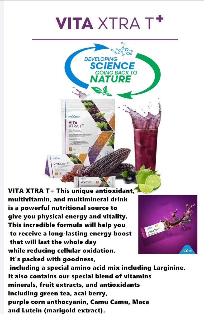 All Natural Herbs and Fruits Blended in New and Improved Zeal Wellness Formula by Fuxion Vita Xtra T Without Wild Berry - Clean Energy Drink, Natural Occured Caffeine - 1 Pouch of 28 Individual Sticks