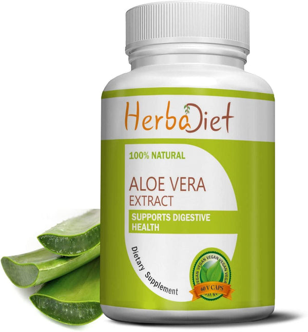 Aloe Vera 200:1 Extract Capsules | Natural Herbal Digestive Health, Detox, Digestion Support, Anti-Inflammatory Supplement | Non-GMO, Gluten Free (60 Capsules)