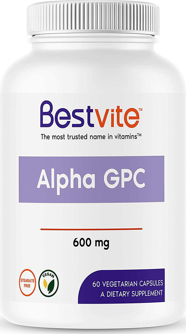 Alpha GPC 600mg per Capsule (60 Vegetarian Capsules) - No Stearates - Vegan - Non GMO - Gluten Free - Soy Free