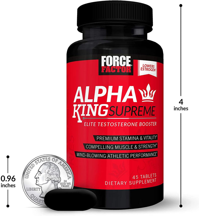 Alpha King Supreme Testosterone Booster for Men with Fenugreek Seed and Ashwagandha to Increase Drive and Vitality, Boost Performance, and Build Muscle and Strength, Force Factor, 45 Tablets