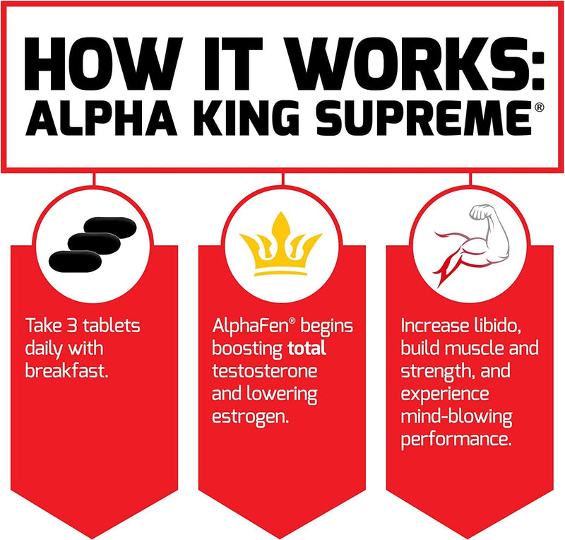 Alpha King Supreme Testosterone Booster for Men with Fenugreek Seed and Ashwagandha to Increase Drive and Vitality, Boost Performance, and Build Muscle and Strength, Force Factor, 90 Tablets