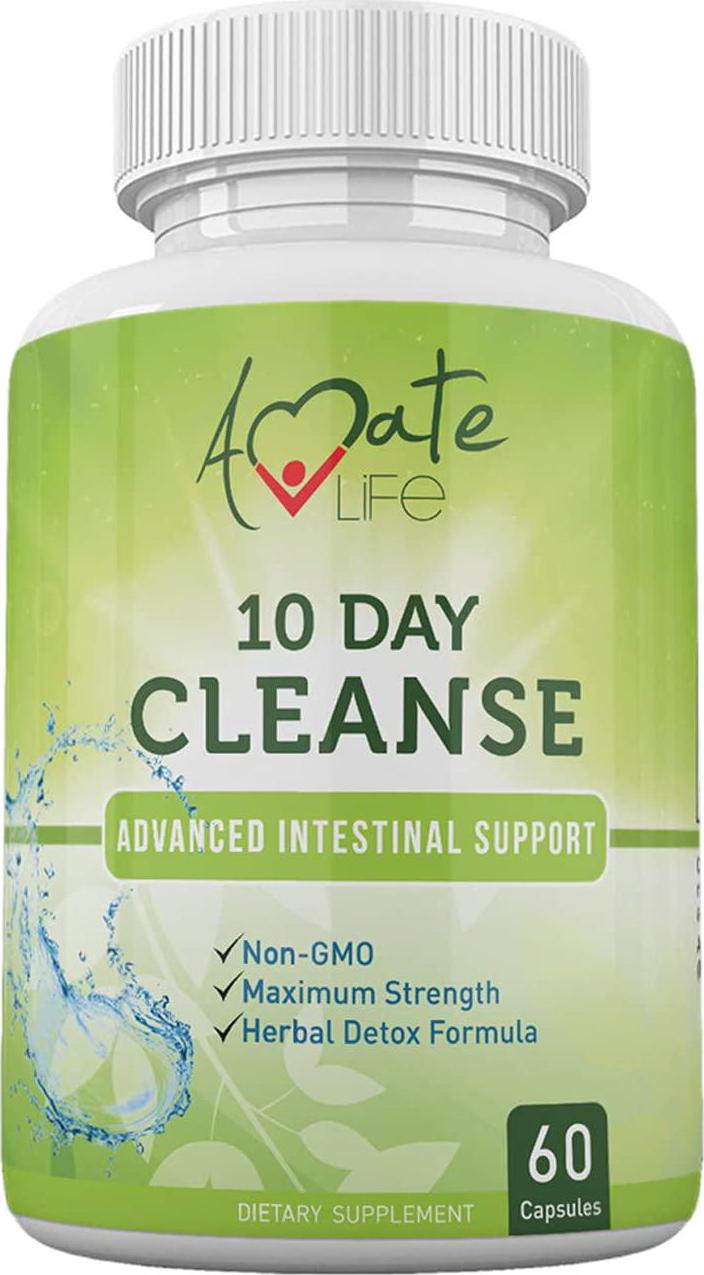 Amate Life 10 Day Intestinal Cleanse Capsules (60 Capsules) - Detox and Colon Health Support Supplement with Black Walnut, Wormwood Powder, Cranberry Extract - Digestive System Cleanser for Men and Women