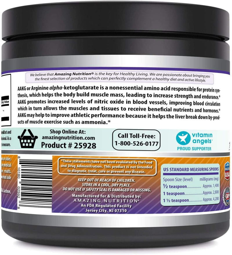 Amazing Formulas Arginine Alpha Ketoglutarate (AAKG) Dietary Supplements 2.2 Lbs -1kg - Powder (Approx. 200 Servings.) (Non-GMO,Gluten Free)