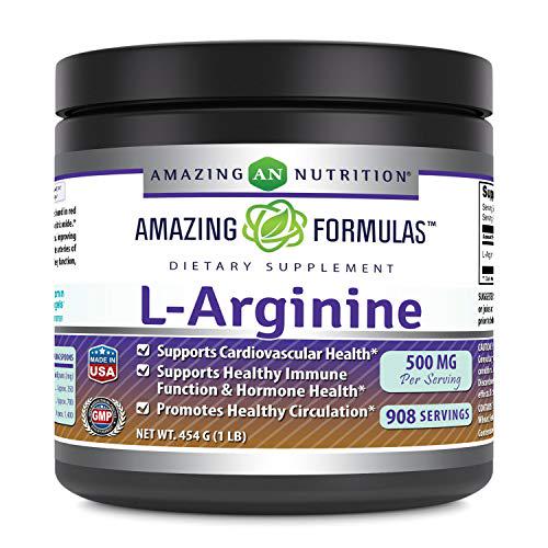 Amazing Formulas L-Arginine Essential Amino Acid Powder 1g Per Serving (Approx. 454 Servings)- Workout Muscle Recovery Supplements -Supports Healthy Immune Function* (1 Pound)