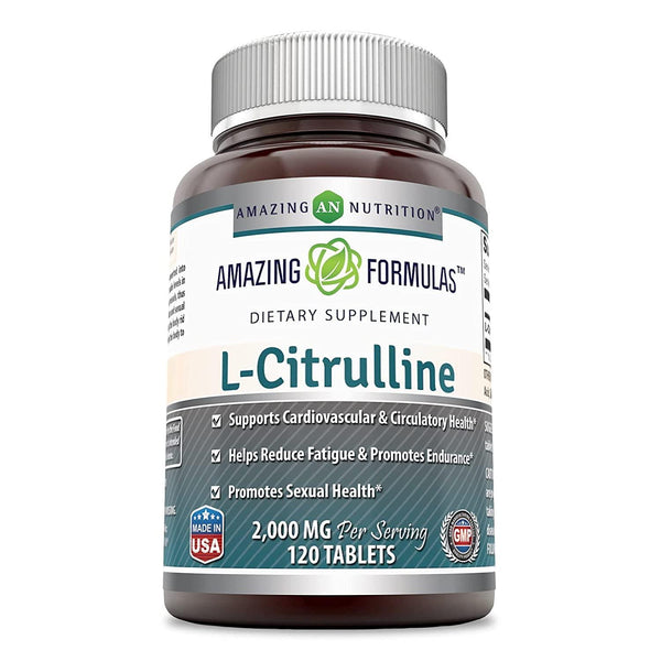 Amazing Formulas L Citrulline 2000mg Per Serving 120 Tablets (Non-GMO,Gluten Free) - Promotes Healthy Circulation and Cardiovascular Health - Enhances Endurance