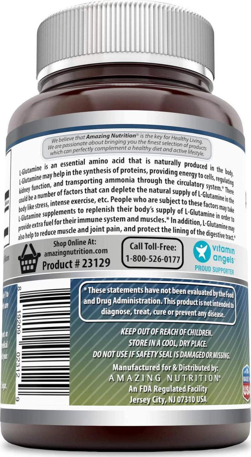 Amazing Formulas - L-Glutamine Dietary Supplement - 500 Milligrams Capsules (Non-GMO,Gluten Free) Promotes a Healthy Immune System - Supports Muscular System* (250 Count)