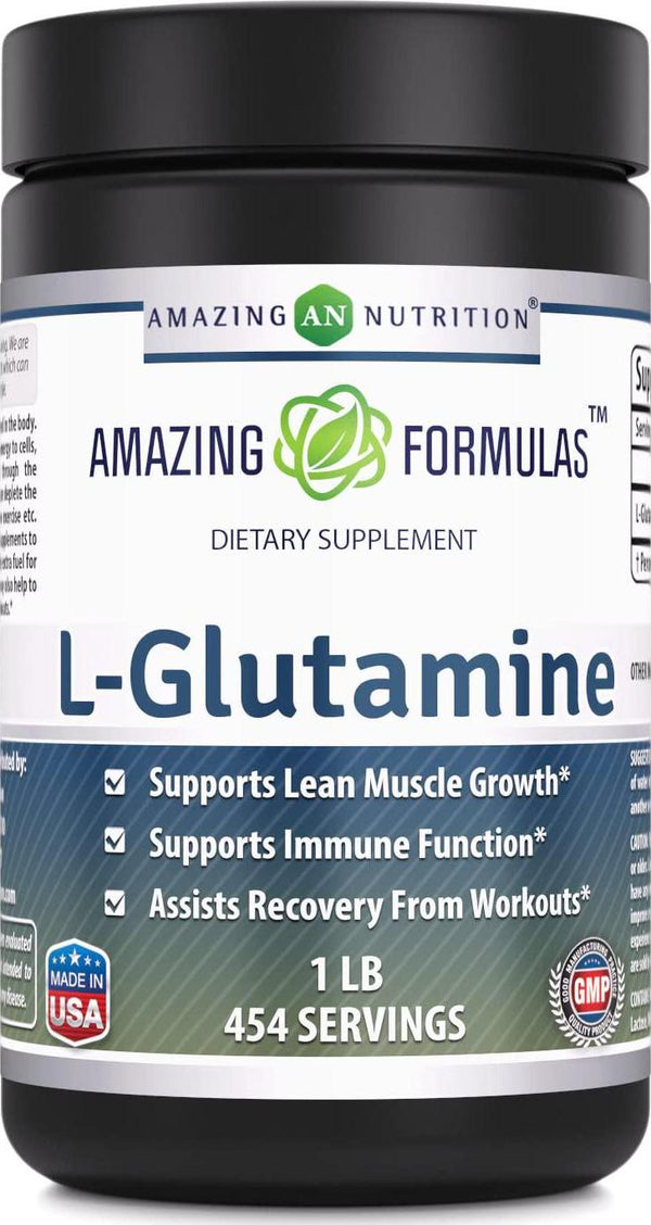 Amazing Formulas L-Glutamine Powder Supplement - Promotes Workout Recovery, Supports The Immune System and Muscle Maintenance* (1 Pound)