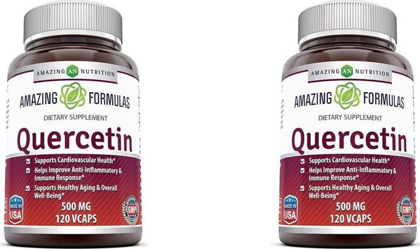 Amazing Formulas - Quercetin 500 Mg * Supports Cardiovascular Health, Helps Improve Anti-Inflammatory and Immune Response, Supports Healthy Ageing and Overall Well-Being * (120 x 2)
