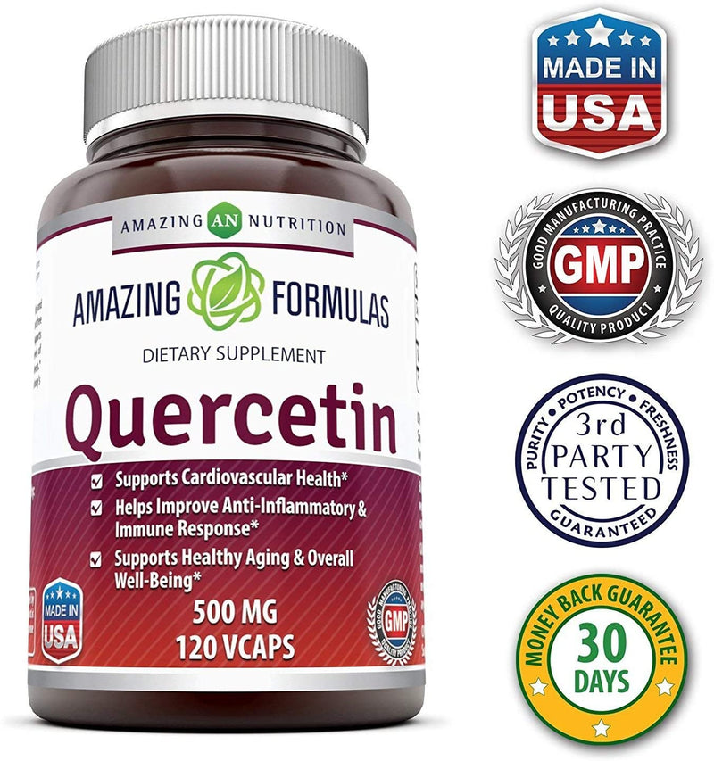 Amazing Formulas - Quercetin 500 Mg * Supports Cardiovascular Health, Helps Improve Anti-Inflammatory and Immune Response, Supports Healthy Ageing and Overall Well-Being * (120 x 2)