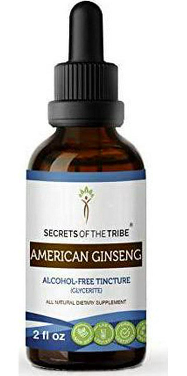American Ginseng Tincture Alcohol-Free Extract, Organic American Ginseng (Panax Quinquefolius) Dried Root Tincture Supplement (2 FL OZ)