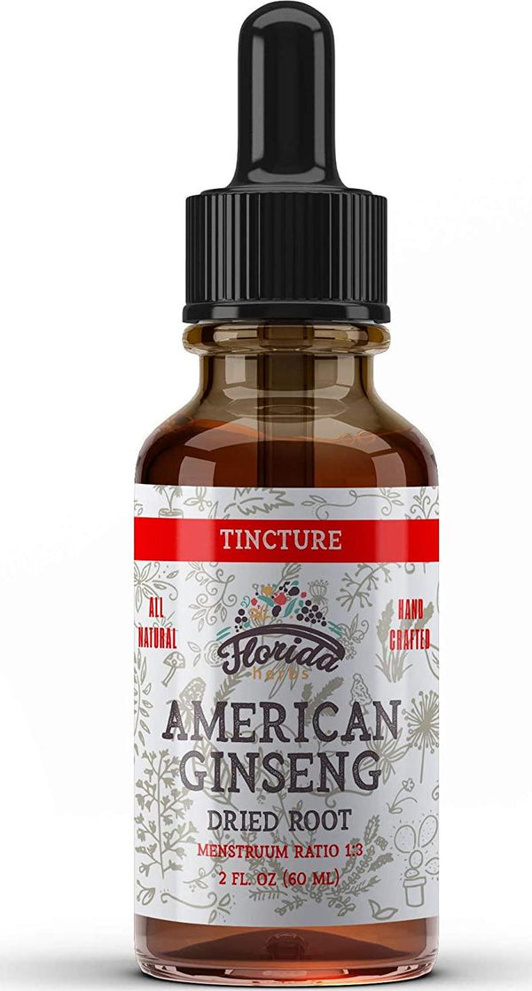 American Ginseng Tincture Extract, Organic American Ginseng (Panax Quinquefolius) Dried Root Supplement, Non-GMO in Cold-Pressed Organic Vegetable Glycerin 700 mg, 2 oz (60 ml)
