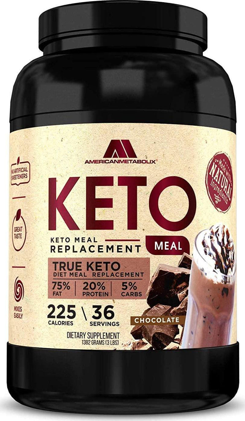 American Metabolix Keto Meal Replacement Shake with powder butter, Chocolate - low carb, high fat keto shake. Promotes weight loss Suppresses Appetite - 36 Servings