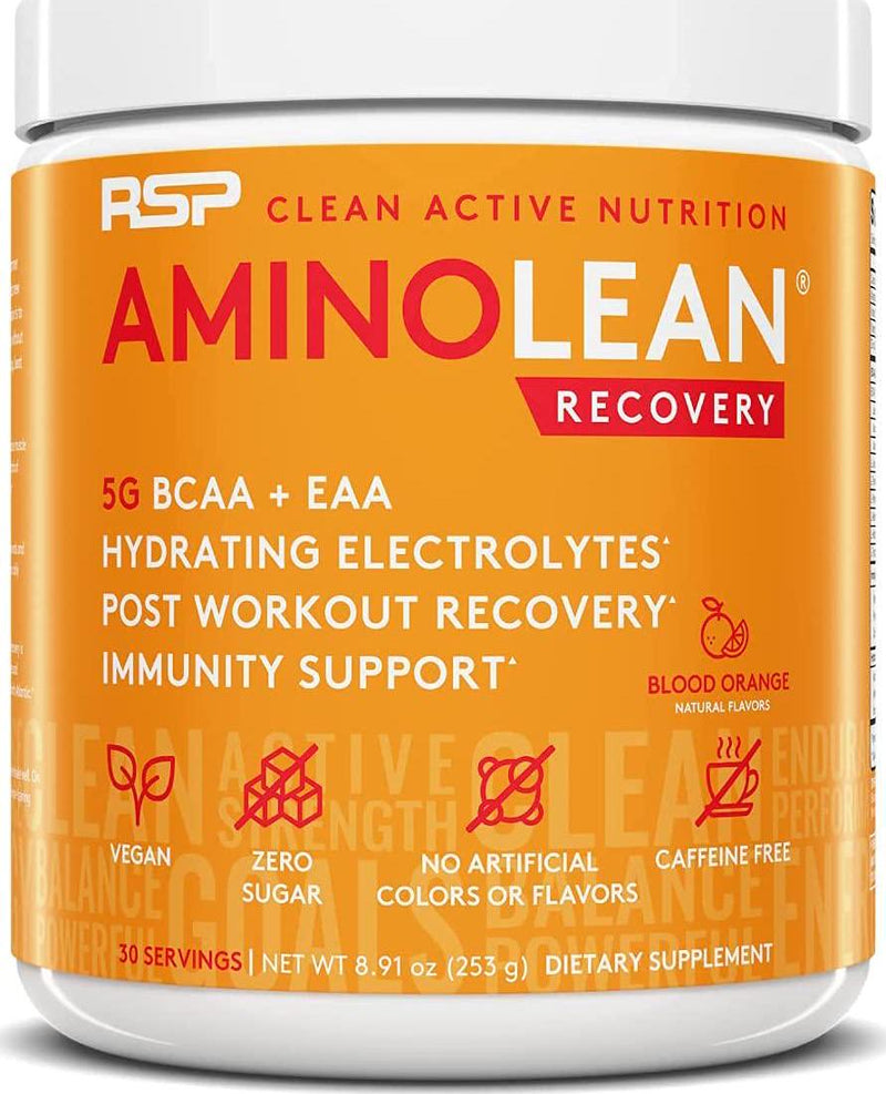 AminoLean Pre Workout Energy (Pink Lemonade 30 Servings) with AminoLean Recovery Post Workout Boost (Blood Orange 30 Servings)