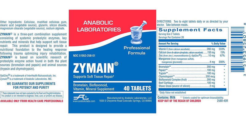 Anabolic Laboratories, Zymain Acute Recovery Formula, 40 Tablets