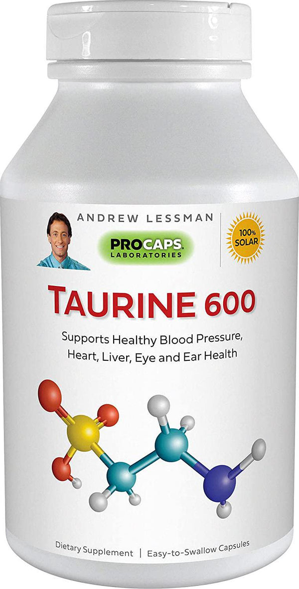 Andrew Lessman Taurine 600-360 Capsules Supports Healthy Blood Pressure, Heart, Liver, Eye and Ear Health. Pure, High Potency Source of The Amino Acid Taurine. No Additives