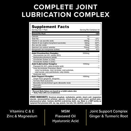 Animal Flex All-in-one Complete Joint Supplement - Turmeric Root Curcumin - Glucosamine Chondroitin - MSM - Hyaluronic Acid - Repair and Restore - 44 Packs