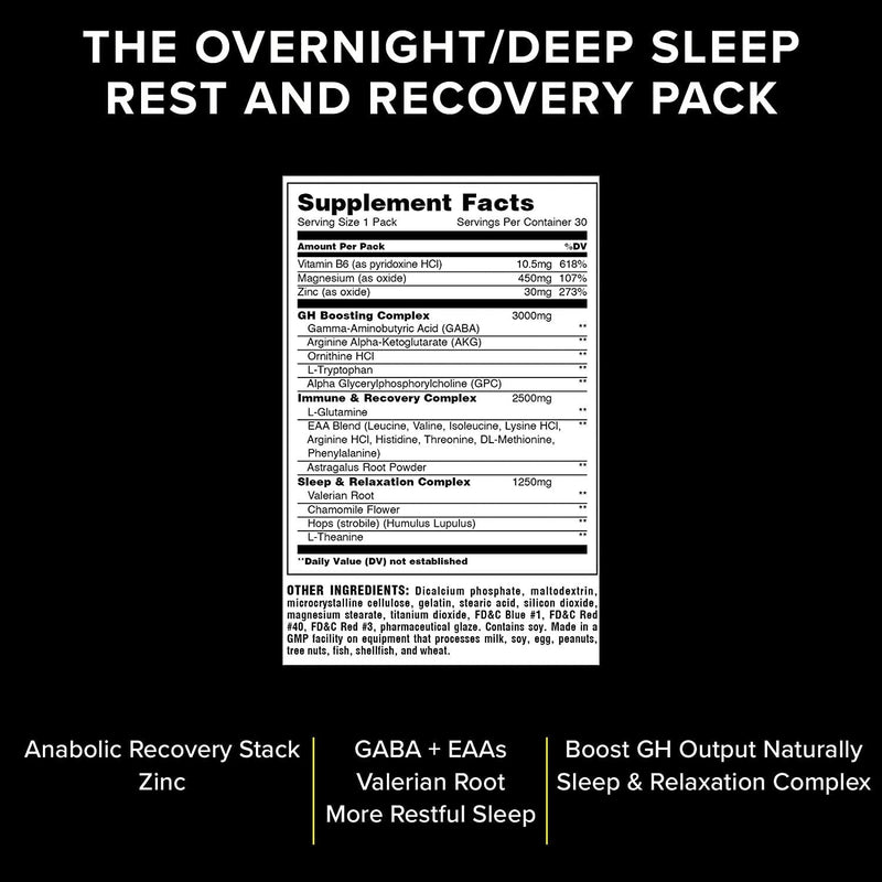 Animal PM - Zinc, Magnesium, Vitamin B6 - GBA + AKG - Immune and Recovery Complex - Sleep and Relaxation Complex - Night time Anabolic Recovery Stack - 30 Night Supply