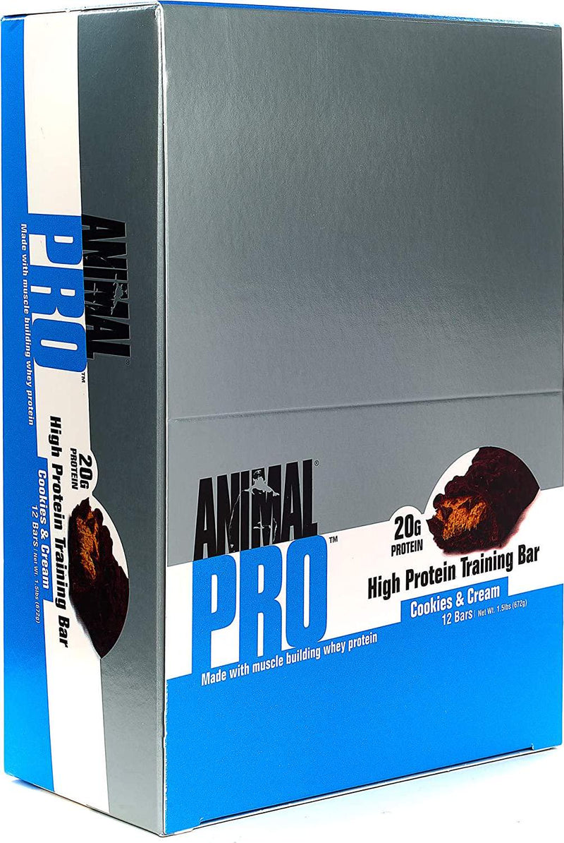 Animal Pro Protein Bar - 20g Protein - Pre and Post Workout Fuel, Cookies and Cream, 12 Count, Cookies and Cream, 12 Count