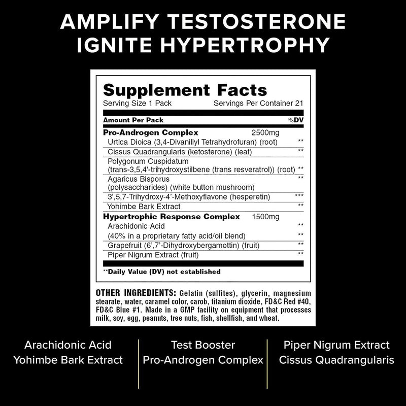 Animal Test Testosterone Booster For Men Arachidonic Acid, Yohimbe Bark, Trans Resveratrol, Cissus Quadrangularis Convenient All-in-one Packs for Strength Athletes and Bodybuilders 21 Day Cycle