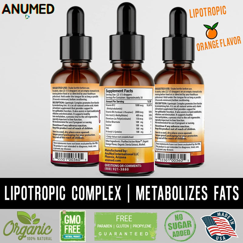 Anumed Lipotropic Liquid Liver-Health, Cleanse, Detox, Removes Alcohol Toxins, Nicotine, Medication, Antibiotics. Eliminate Toxins, and Fat in the liver. Cleanses Arteries, Balance Blood Glucose (2oz)