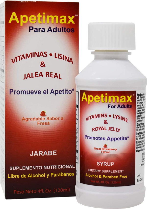 Apetimax Vitamins Lysine Royal Jelly Promotes Appetite Syrup for Adults and Kids (4oz for Adult)
