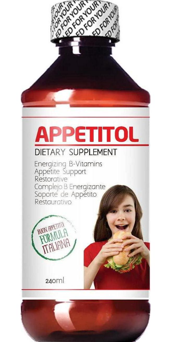 Appetitol Appetite-Weight Gain. Natural Appetite and Weight Gain Stimulant for Underweight Children Fortified with Vitamins B1,B2,B3,B5,B6,B12,Folic Acid , Iron, Zinc, Flax Seed Oil. ( 8 Fl Oz)