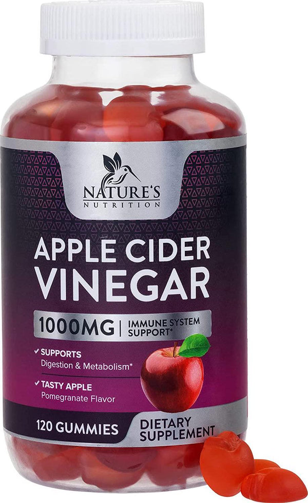 Apple Cider Vinegar Gummies for Natural Health Support 1000mg - Premium Natural ACV Gummy Vitamin - Cleanse - Folic Acid, Beet Juice, Pomegranate - Non-GMO - 120 Gummies