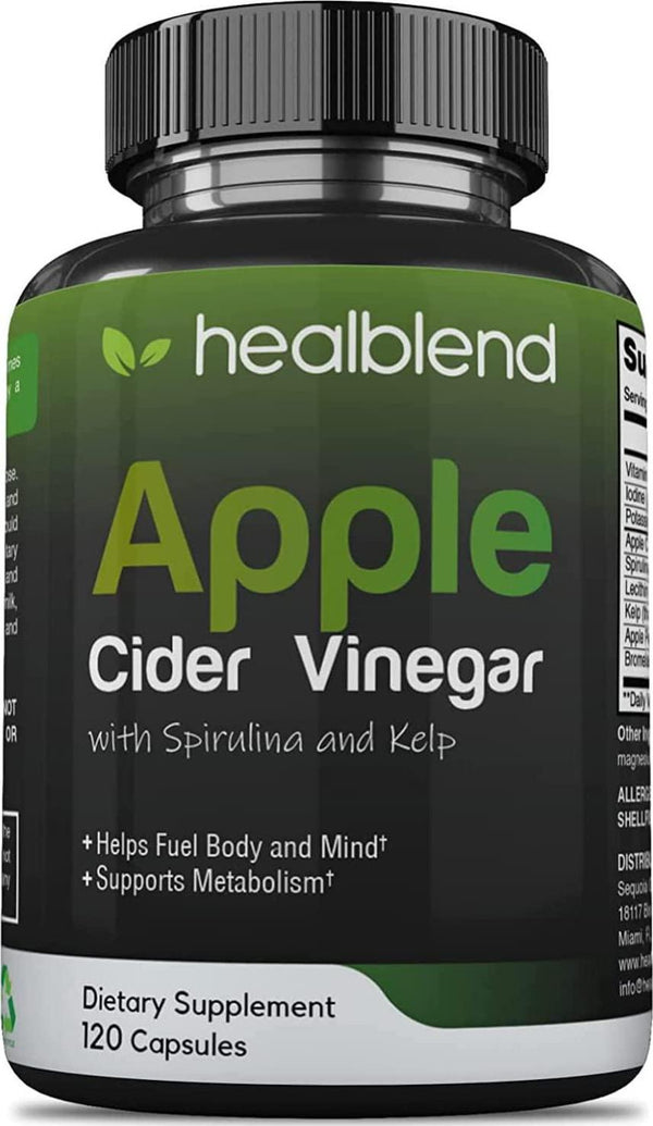 Apple Cider Vinegar with Spirulina and Kelp Dietary Supplement - Metabolism, Detox and Immune Support Formula - Keto Diet Pills for Women Men, 120 Capsules
