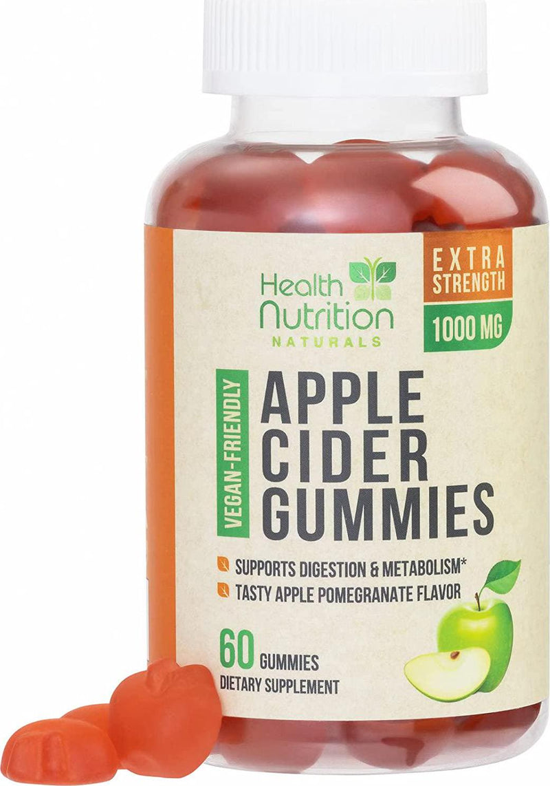 Apple Cider Vinegar Gummies for Health Support and Cleanse 1000mg - Delicious Natural ACV Gummy Vitamins - Folic Acid, Beet Juice, Pomegranate - Non-GMO - 60 Gummies