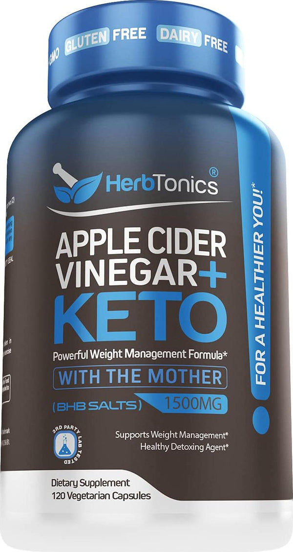 Apple Cider Vinegar Capsules Plus Keto BHB | Fat Burner and Weight Loss Supplement for Women and Men | Appetite Suppressant | 120 Vegan Diet Pills
