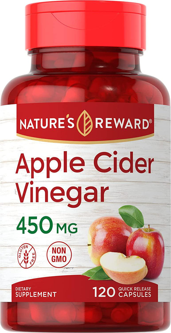 Apple Cider Vinegar Capsules - 120 Count - Non-GMO and Gluten Free Supplement - Nature&#039;s Reward