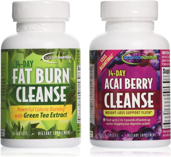 Applied Nutrition 14-Day Acai Berry Cleanse + 14-Day Fat Burn Cleanse, Value Pack 56 Tablets per Bottle