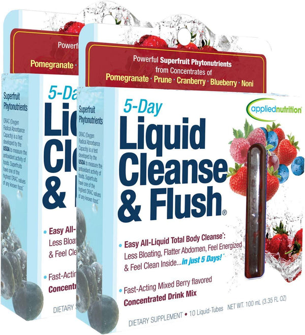 Applied Nutrition 5-Day Liquid Cleanse and Flush,10-Twist Tubes Box 3.3D fl oz Each (Pack of 2)