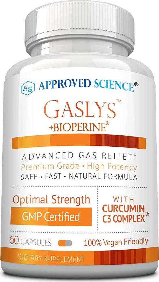 Approved Science Gaslys - Soothe Digestive Tract, Alleviates Gas and Stomach Cramps - Artichoke Powder, Ginger, Fennel Seed - 60 Count - Pack of 1