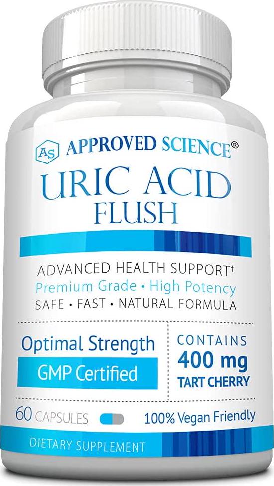 Approved ScienceÂ Uric Acid Flush Supplement with Folic Acid and Tart Cherry - Reduce Uric Acid Levels, Boost Immune System, Improve Organ Function - 60 Capsules - 1 Month Supply - Made in The USA
