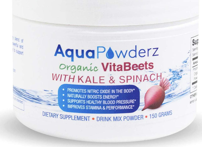 AquaPowderz Organic VitaBeets Powder| Beetroot Powder with Highly Nutritious Kale and Spinach Powder |Promotes Nitric Oxide for Heart Health| Energy |Stamina and Performance |Non GMO | USA |5.29 oz