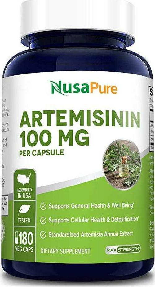 Artemisinin 100 mg 180 Veggie Capsules with 5 mg BioPerine for Enhanced Absorption, Sweet Wormwood Extract, Vegan and Non-GMO - 6 Month Supply