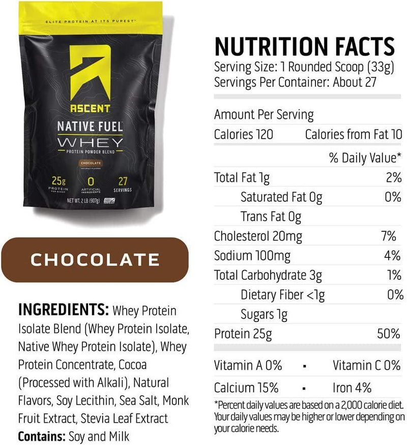 Ascent, Protein Whey Chocolate, 1.16 Ounce, 15 Pack