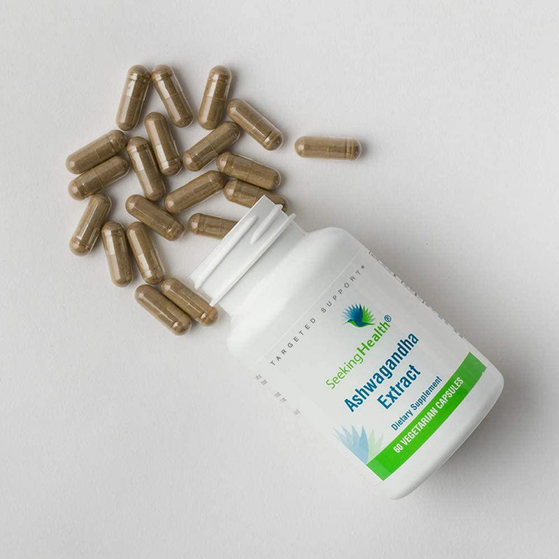 Ashwagandha Extract | Potent 420 mg Natural Ashwagandha with 5% Withanolides | Helps Support Glandular Health and Balance Stress Levels | 60 Vegetarian Capsules | Seeking Health