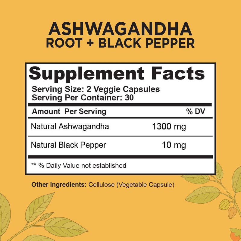 Ashwagandha Root with Black Pepper - 60 Capsules