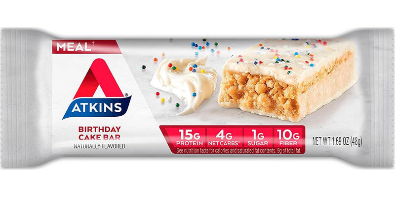 Atkins Birthday Cake Protein Meal Bar. Crispy and Creamy with Real Almond Butter. Keto-Friendly, 5 Count (Pack of 6)